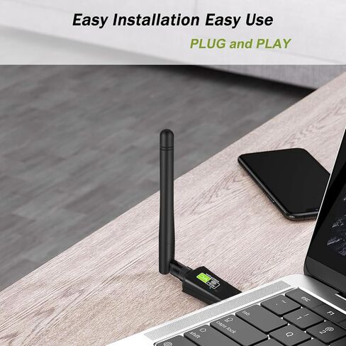 USB WiFi Adapter for Destop PC/Laptop, NETVIP AC600 Dual Band 5GHz/2.4GHz WiFi Dongle with 5dBi Antenna, 802.11ac Wireless Network Card for Windows, CD-Free and Plug & Play in Saudi Arabia