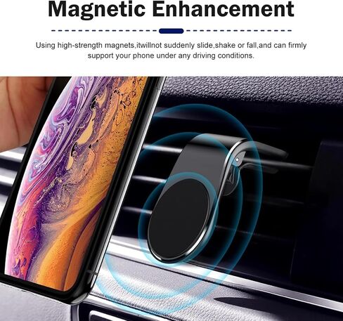 2 PCS Mobile Phone Navigation Magnetic Bracket, L Type 360 Degrees Rotatable Air Vent Phone Mount, Clip-on Strong Adsorption Car Phone Mount, Universal for Most Cars, Trucks, SUVs (Black) in Saudi Arabia