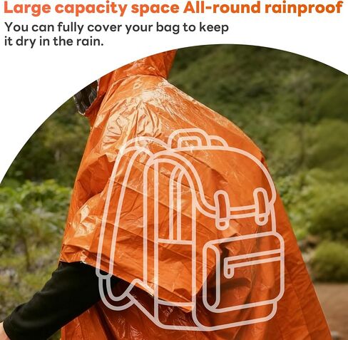 Deecam Emergency Mylar Poncho 4 Pack, Waterproof Windproof Thermal Foil Rain Poncho, Portable Survival Gear for Hiking Camping & Disaster Preparedness in Kuwait