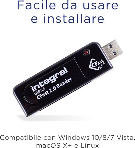 Integral Cfast 2.0 Super Speed USB 3.0 Memory Card Reader Adapter - Plug & Play, Lightning Fast File Access and Designed for 4K Videos, raw Image transfers & Post Production Processing in Kuwait