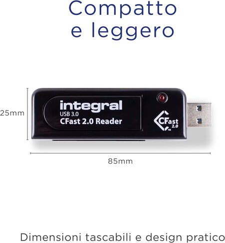 Integral Cfast 2.0 Super Speed USB 3.0 Memory Card Reader Adapter - Plug & Play, Lightning Fast File Access and Designed for 4K Videos, raw Image transfers & Post Production Processing in Kuwait
