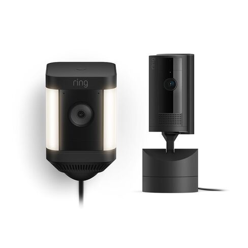 Ring Pan-Tilt Indoor Cam, Black with Ring Spotlight Cam Plus Plug-In, Black in Saudi Arabia