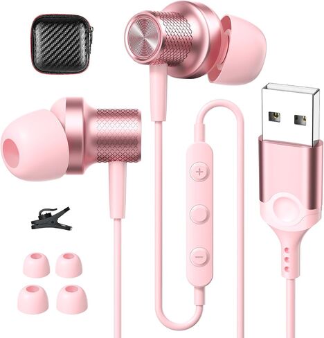 USB Earbuds Wired Headphones with Microphone for PC Computer,USB-A in Kuwait