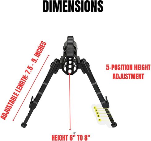 7.5-9 Inch Adjustable Rifle Bipod for M-LOK Rail – Tactical Aluminum Bipod for Hunting, Shooting & Range Use – Lightweight, Stable & Easy Install in Kuwait
