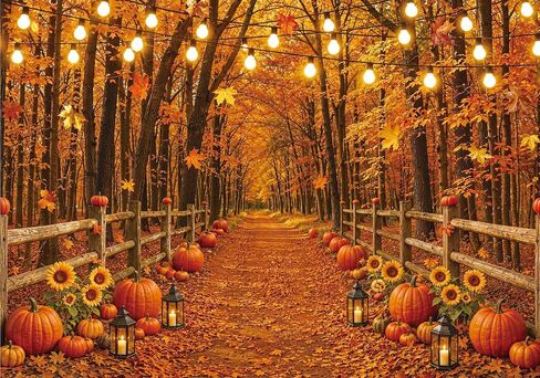7x5ft Fall Autumn Photography Backdrop with Maple Leaves, Pumpkin & Farm Harvest – Thanksgiving Party Decor, Home Decor, Photo Booth Banner – Polyester Fabric Non-Reflective in Saudi Arabia