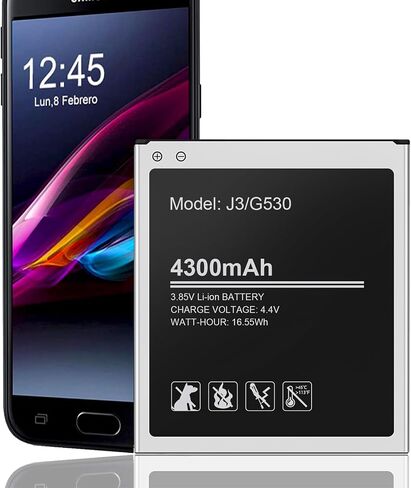 (بطارية مطورة بقدرة 4300 مللي أمبير في الساعة لهاتف Galaxy J3، أسود in Kuwait