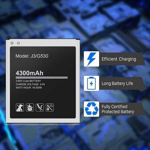 (بطارية مطورة بقدرة 4300 مللي أمبير في الساعة لهاتف Galaxy J3، أسود in Kuwait