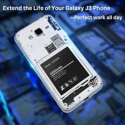 (بطارية مطورة بقدرة 4300 مللي أمبير في الساعة لهاتف Galaxy J3، أسود in Kuwait