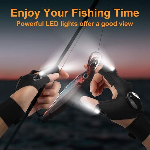 LED Flashlight Gloves, Gifts for Men Dad Him Husband Boyfriend, Cool Gadgets Hands-Free Finger Lights Gloves for Repairing Fishing Camping, Birthday Christmas Father’s Day Gifts in Kuwait