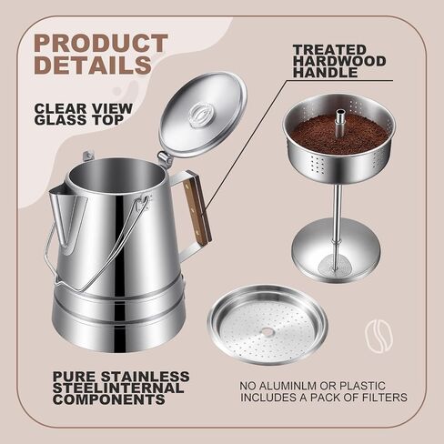 304 Stainless Steel Percolator Camping Coffee Pot, 28 Cup in Kuwait