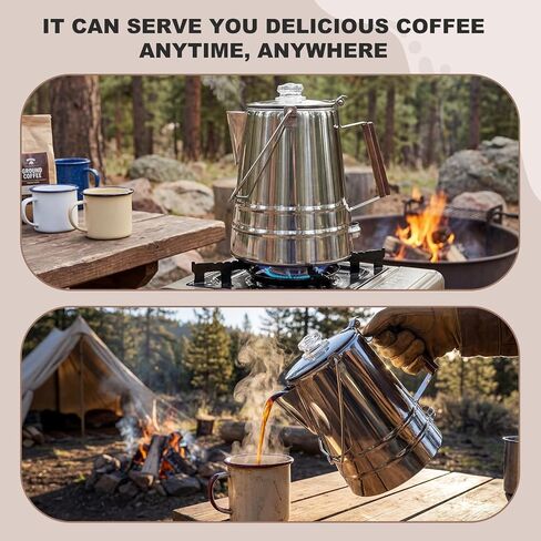 304 Stainless Steel Percolator Camping Coffee Pot, 28 Cup in Kuwait