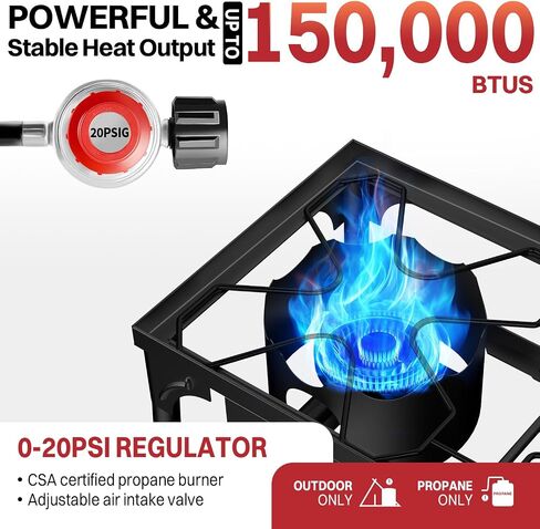 2 Burner Propane Camping Stove Outdoor|150000 BTU|Side Shelf with Cabinet in Saudi Arabia