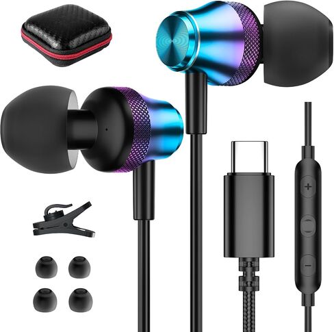 USB C Headphone Wired Earbuds for Samsung S26 Ultra S25 FE S23 A17 A16 A36 in Kuwait