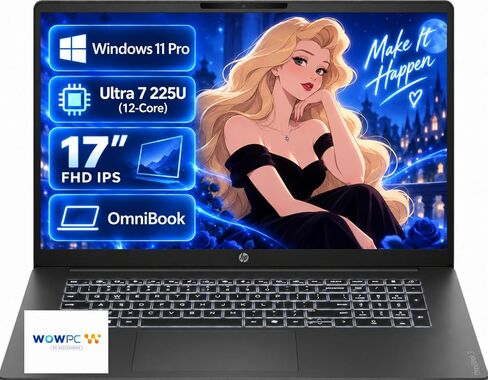 HP OmniBook 3 16" Next-Gen AI Business Touchscreen Laptop, Intel Core Ultra 7 255U (12-Core), 32GB DDR5 RAM, 2TB SSD, WUXGA IPS Display, Numeric Keypad, Wi-Fi 7, Windows 11 in Kuwait