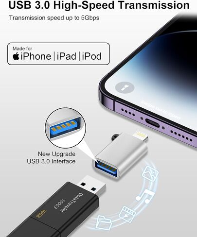 iPhone OTG Adapter, USB 3.0 Female to Lightning Male Adapter OTG Dongle in Kuwait