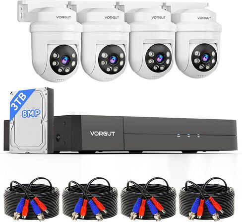 4K Wired Security Camera System Outdoor, 4PCS 8MP PTZ Camera,3TB HDD in Saudi Arabia