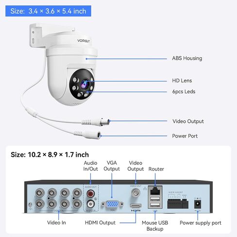 4K Wired Security Camera System Outdoor, 4PCS 8MP PTZ Camera,3TB HDD in Saudi Arabia