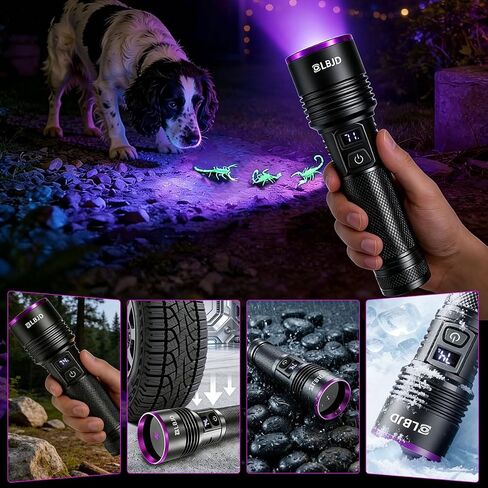 365nm UV Blacklight Rechargeable Flashlight with Filter for Pet Urine in Saudi Arabia