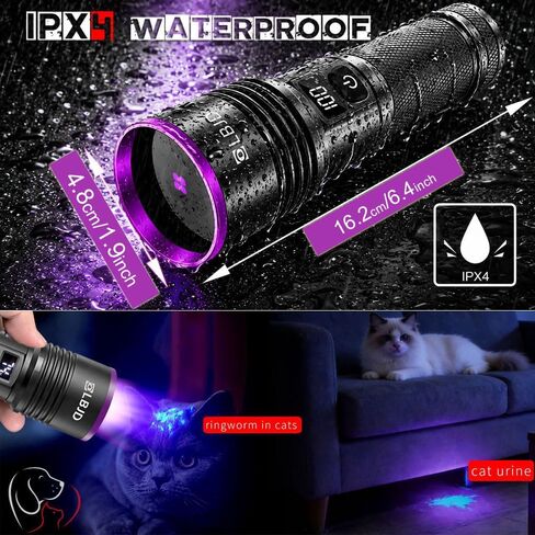 365nm UV Blacklight Rechargeable Flashlight with Filter for Pet Urine in Saudi Arabia