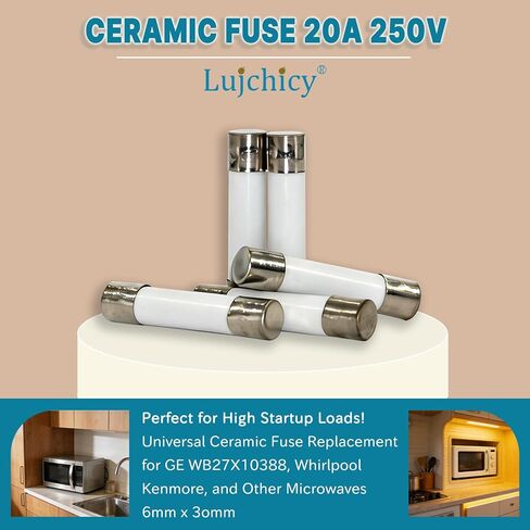 Microwave Fuse 20 Amp 250V Slow-Blow, Universal Ceramic Fuse Replacement for GE WB27X10388 and Other Microwaves (5-Pack) in Saudi Arabia
