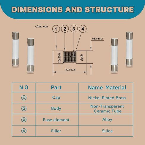 Microwave Fuse 20 Amp 250V Slow-Blow, Universal Ceramic Fuse Replacement for GE WB27X10388 and Other Microwaves (5-Pack) in Saudi Arabia