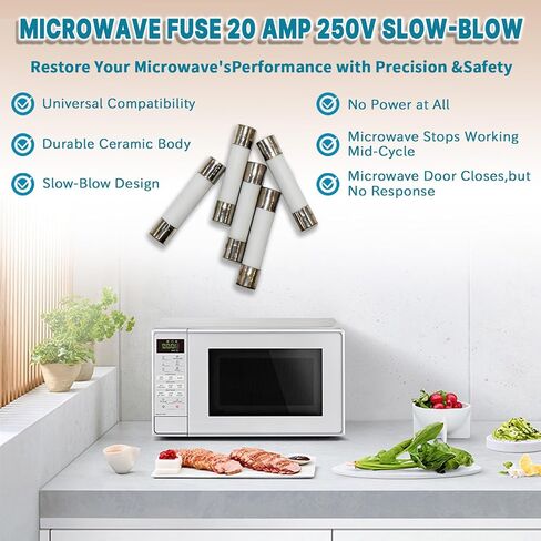 Microwave Fuse 20 Amp 250V Slow-Blow, Universal Ceramic Fuse Replacement for GE WB27X10388 and Other Microwaves (5-Pack) in Saudi Arabia