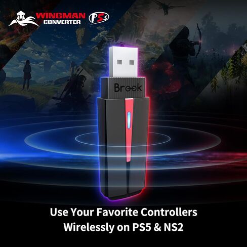 Brook Wingman P5s - P5 P4 NS2 NS PC Controller Converter with Wireless and Wired Support Vibration Six-Axis Motion Turbo Macro Remap via Converter Center Software in Kuwait