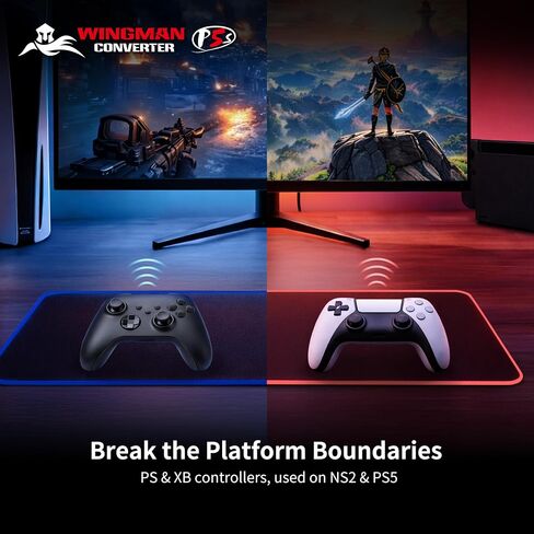 Brook Wingman P5s - P5 P4 NS2 NS PC Controller Converter with Wireless and Wired Support Vibration Six-Axis Motion Turbo Macro Remap via Converter Center Software in Kuwait