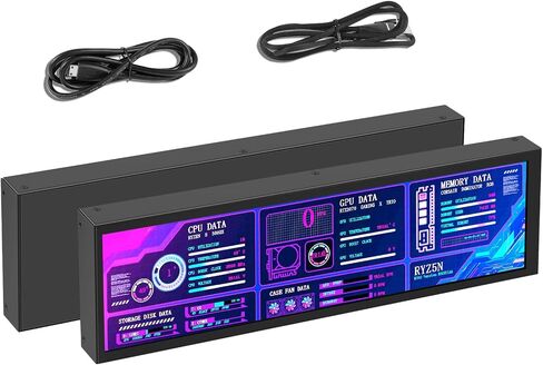 AISHICHEN 8.8 Inch LCD Display, Mini Monitor 1920x480 60Hz IPS Stretched Bar Monitor, PC Sensor Panel, AIDA64 Computer Temperature Secondary Screen with Mini HDMI & Adjustable Brightness in Kuwait