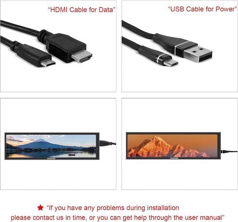 AISHICHEN 8.8 Inch LCD Display, Mini Monitor 1920x480 60Hz IPS Stretched Bar Monitor, PC Sensor Panel, AIDA64 Computer Temperature Secondary Screen with Mini HDMI & Adjustable Brightness in Kuwait