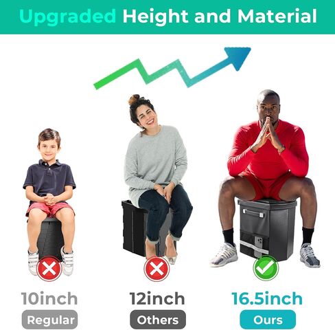 Sckee 2026 Upgraded XL Portable Toilet for Adults,Tall Camping Toilet with Lid and Convenient Carry Bag, Portable Potty for Camping, Hiking, Car Travel,Truck, RV, Boating, Road Trips, Beach in Kuwait