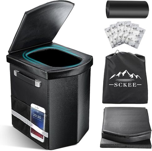 Sckee 2026 Upgraded XL Portable Toilet for Adults,Tall Camping Toilet with Lid and Convenient Carry Bag, Portable Potty for Camping, Hiking, Car Travel,Truck, RV, Boating, Road Trips, Beach in Kuwait