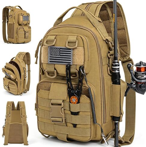 GMAK Fishing Sling Bag Backpack, Fishing Tackle Backpack with Rod Holder, L in Saudi Arabia