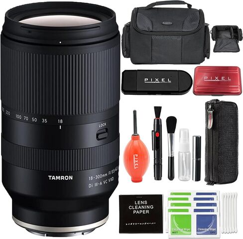 Tamron 18-300mm f/3.5-6.3 Di III-A VC VXD Lens for Sony E with Advance Accessory and Travel Bundle (Tamron 6 Year USA Warranty) | 18-300mm Lens in Kuwait