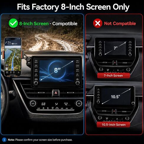 Car Phone Holder for 2019-2026 Toyota Corolla/Corolla Hatchback & 2022-2026 Corolla Cross Accessories, 8-Inch Screen Phone Mount with Up to 15W Fast Wireless Charging, Auto-Clamping, 360° Rotation in Kuwait