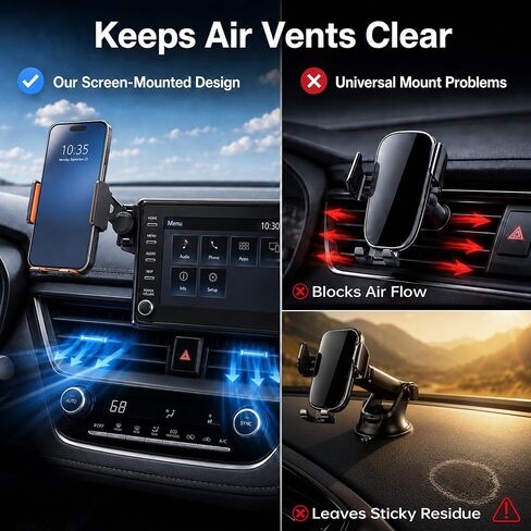 Car Phone Holder for 2019-2026 Toyota Corolla/Corolla Hatchback & 2022-2026 Corolla Cross Accessories, 8-Inch Screen Phone Mount with Up to 15W Fast Wireless Charging, Auto-Clamping, 360° Rotation in Kuwait