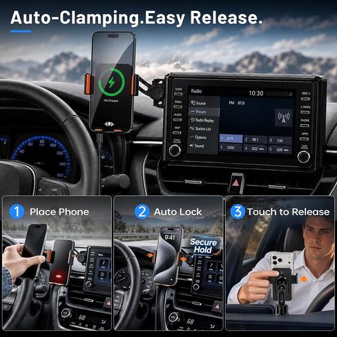 Car Phone Holder for 2019-2026 Toyota Corolla/Corolla Hatchback & 2022-2026 Corolla Cross Accessories, 8-Inch Screen Phone Mount with Up to 15W Fast Wireless Charging, Auto-Clamping, 360° Rotation in Kuwait