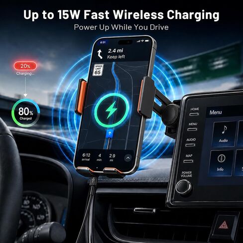 Car Phone Holder for 2019-2026 Toyota Corolla/Corolla Hatchback & 2022-2026 Corolla Cross Accessories, 8-Inch Screen Phone Mount with Up to 15W Fast Wireless Charging, Auto-Clamping, 360° Rotation in Kuwait