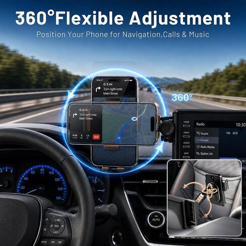 Car Phone Holder for 2019-2026 Toyota Corolla/Corolla Hatchback & 2022-2026 Corolla Cross Accessories, 8-Inch Screen Phone Mount with Up to 15W Fast Wireless Charging, Auto-Clamping, 360° Rotation in Kuwait