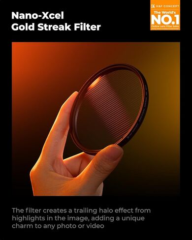 K&F CONCEPT 77mm Gold Streak Effect Lens Filter (2mm) in Saudi Arabia