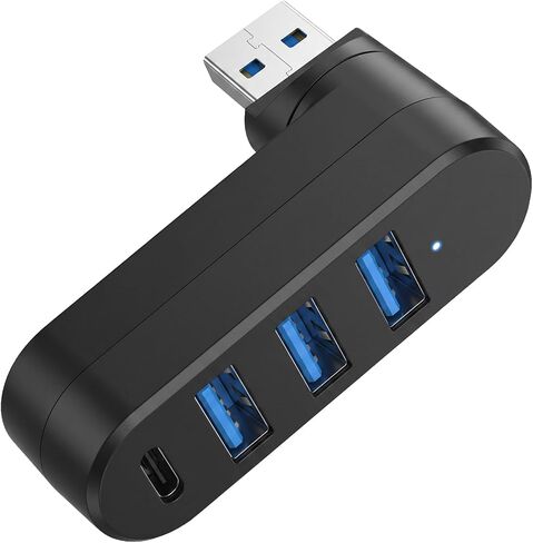 4-Port USB 3.0 Hub, Rotatable Car USB Splitter withUSB-C Port in Saudi Arabia