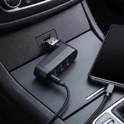 4-Port USB 3.0 Hub, Rotatable Car USB Splitter withUSB-C Port in Saudi Arabia