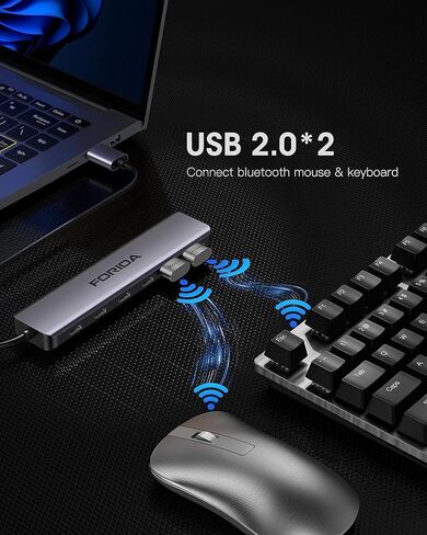 Aluminum FORIDA USB Hub 3.0, 7-Port Fast Laptop Multiport 3.0 USBC Splitter in Kuwait