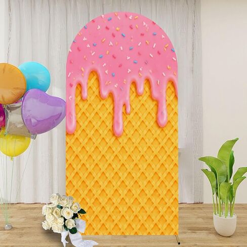 7.2FT Arch Backdrop Cover Metal Flooring Seamless Steel Diamond Plate Industry Iron Floor Rough Wedding Arch Cover Spandex Fitted Stretchy Backdrop Stand Covers for Birthday Party Wedding Decoration in Kuwait