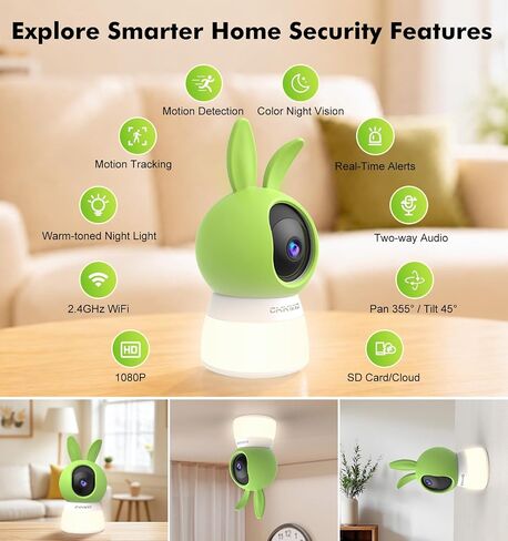 Indoor Security Camera with Nightlight, 2.4GHz WiFi Home Security Camera in Kuwait