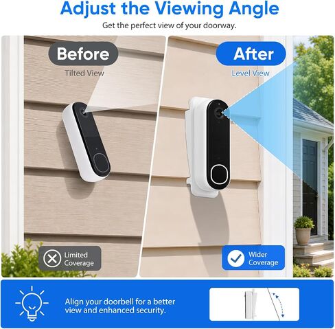 Doorbell Vinyl Siding Mount for Arlo Video Doorbell 2K/HD (2nd Gen), ONLY Fits 4" Standard Vinyl Siding, Angle Adjustment Mounting Bracket for Arlo Doorbell Camera, White in Kuwait