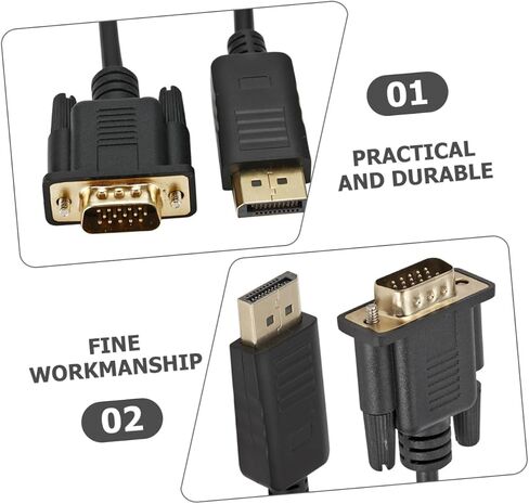 Gadpiparty to Vga Cable Connector Video Converter Cord for Monitor Computer Laptop Projector Latch Button High Performance Reliable in Kuwait