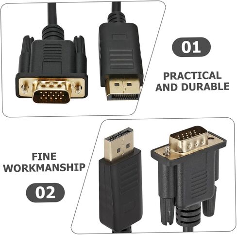 Uonlytech to Vga Cable Connector for Monitor Secure Latch Design Replacement for Laptop Desktop Display Projector in Kuwait