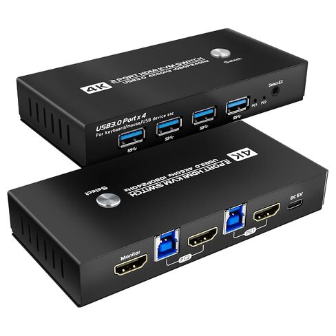 HDMI kvm Switch 1 Monitors 2 Computers edid Emulator 4k 60hz kvm Switch hdmi edid 3440 * 1440 100hz 1 Monitors 2 Computers 4k 60hz USB3.0 in Kuwait
