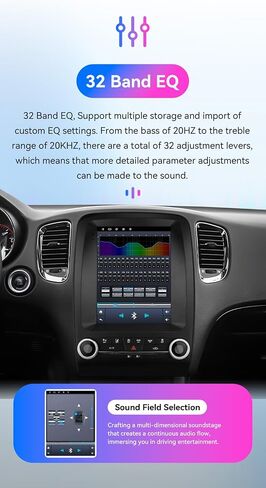 Android 14 Stereo Car Radio for Dodge Durango (2014-2020), 8Core 4G+64G GPS Navigation with 9.7 inch QLED Touchscreen via Carplay Android Auto SWC Bluetooth EQ USB in Kuwait